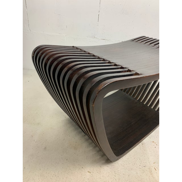 Brown Vintage Dutch Slatted Wooden Wavy Curvy Coffee Table, 1970s For Sale - Image 8 of 15