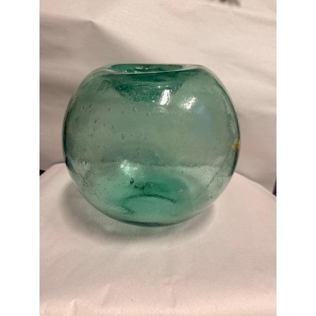 Early 20th Century Large Japanese Antique Aqua Glass Fishing Float For Sale - Image 5 of 7