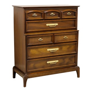 Mid 20th Century Walnut Asian Influenced Chest of Drawers For Sale