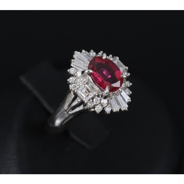 Late 20th Century Gia Certified Ruby & 0.54ct Diamond Platinum Ring, Size 4.75 For Sale - Image 15 of 18