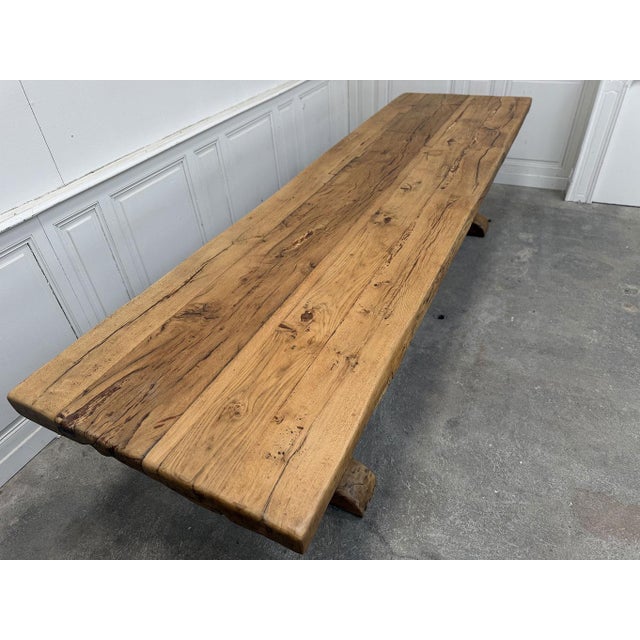 1950s Large Vintage Oak Bench, 1950 For Sale - Image 5 of 10
