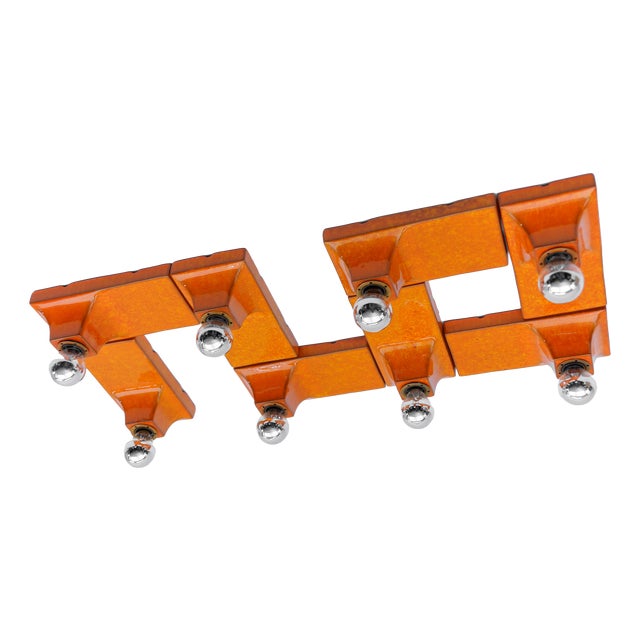 Mid-Century Modern Orange Ceramic Wall Lights from Waldi, 1960s, Set of 8 For Sale