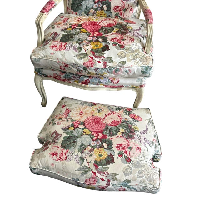 Louis XVI Style Floral Chintz Upholstered Century Furniture Chairs - A Set of 2 For Sale In New York - Image 6 of 11