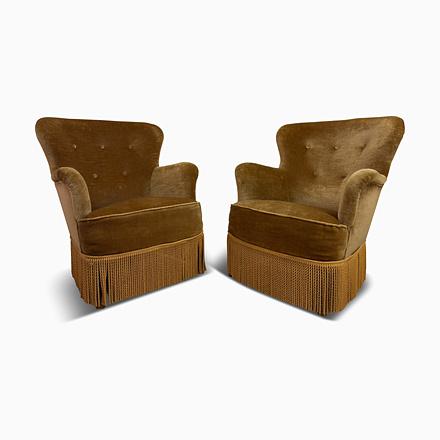Set of Danish Lounge Chairs with Fringe Skirts, 1950s For Sale - Image 16 of 16