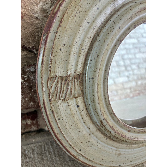 Vintage Small Ceramic Round Wall Mirror For Sale In New York - Image 6 of 9