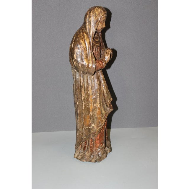 Wood Carved Wood Saint Praying, Burgundy, Late 18th Century For Sale - Image 7 of 15