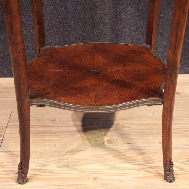Wood Napoleon III French Side Table with Marble Top, 1950s For Sale - Image 7 of 13