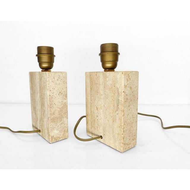 Stone Vintage Travertine Table Lamps with Incised Decoration, 1970s, Set of 2 For Sale - Image 7 of 10