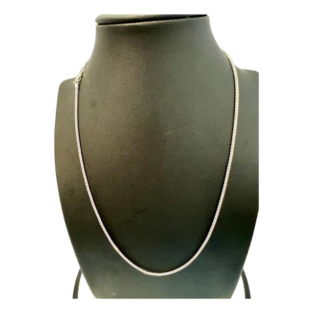 Vintage Unisex 14kt White Gold 17 Inch long Chain 1.6 mm, Italian , 3.8 gm For Sale