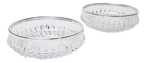 Crystal Glass Bowl with Silver Pad from WMF, 1970s, Set of 2