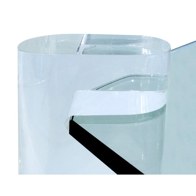 Karl Springer Large Karl Springer Attributed Lucite Leg Coffee Table, Glass, 1980s For Sale - Image 4 of 18