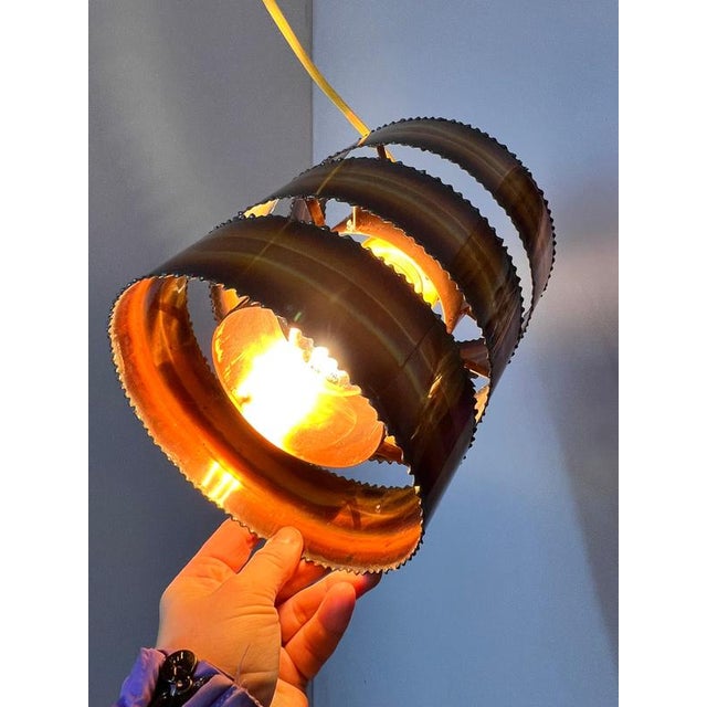 Brutalist Copper Hanging Lamp by Svend Aage Holm Sørensen for Holm-Sørensen & Co For Sale - Image 3 of 11