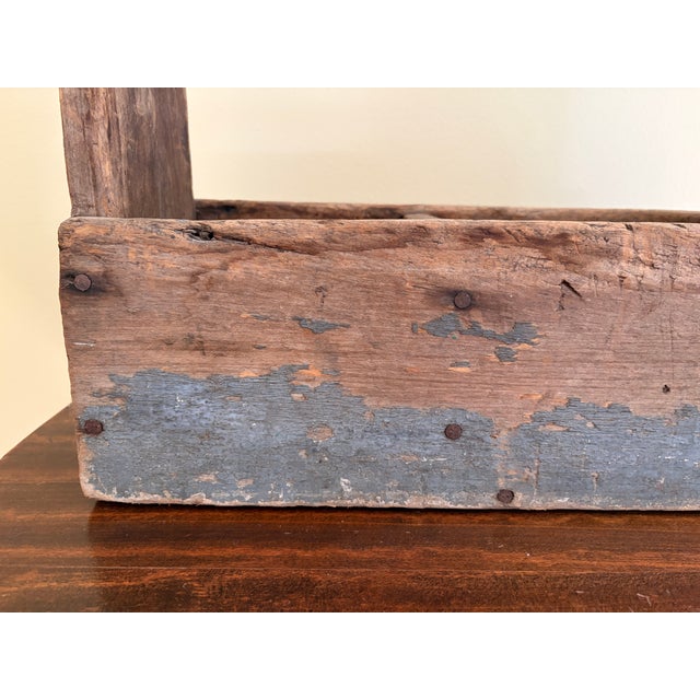 Blue Late 19th Century Painted Pine Farmhouse Trug With Original Blue Paint For Sale - Image 8 of 14