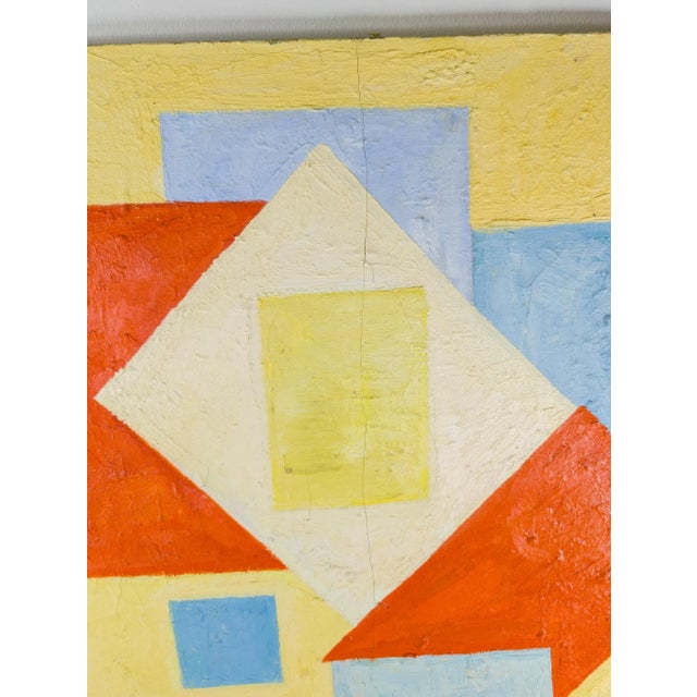 Yellow Mid-Century Modern Geometric Abstract Oil on Canvas by Sara Harris For Sale - Image 8 of 11