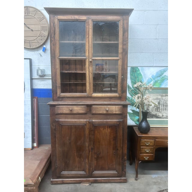 Rustic European Tall Antique French Walnut Cabinet For Sale - Image 3 of 11