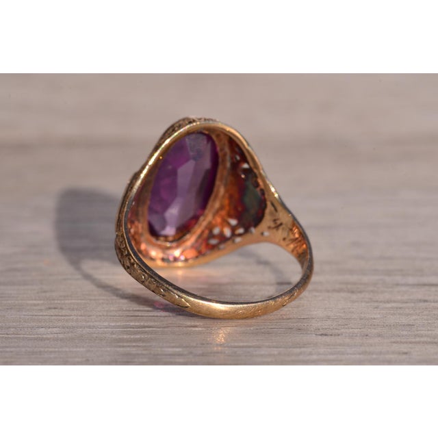 The Mount Elbert: Elongated Oval Sapphire in Antique Filigree Ring For Sale In Philadelphia - Image 6 of 11