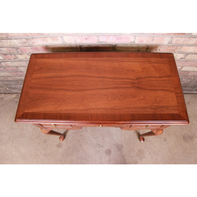 Brown Baker Furniture Chippendale Banded Mahogany and Burled Walnut Sideboard Server, Newly Refinished For Sale - Image 8 of 13