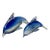 Italian Murano-Style Blue Sommerso Art Glass Dolphin Sculptures, Graduated Pair For Sale