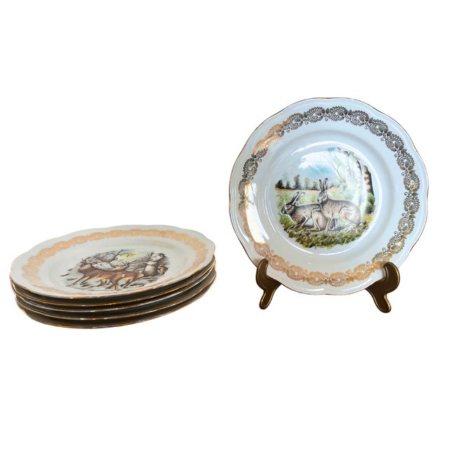 French Country Limoges Wild Game / Hunting Plates Set for 6, Circa 1930 For Sale - Image 3 of 7