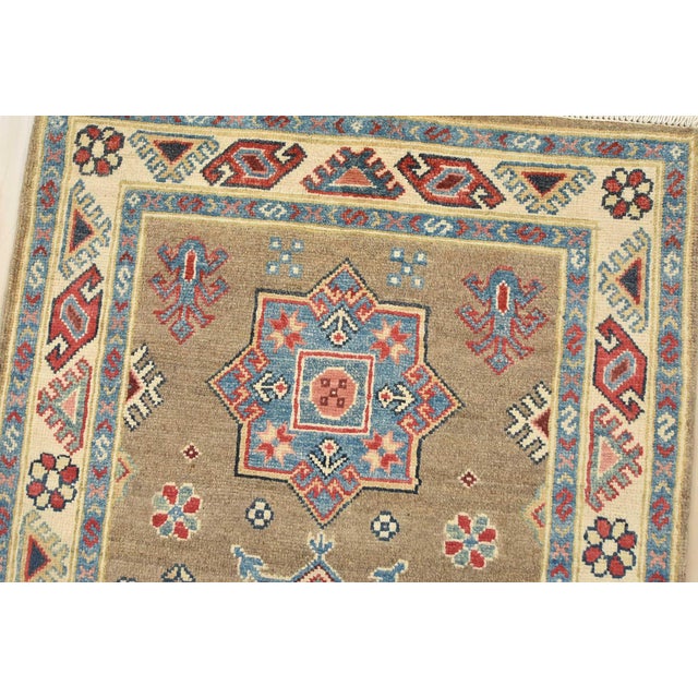 2020s Kazak Runner 2’8” X 7’10” Brown Wool Tribal Hand-Knotted Oriental Rug For Sale - Image 5 of 14