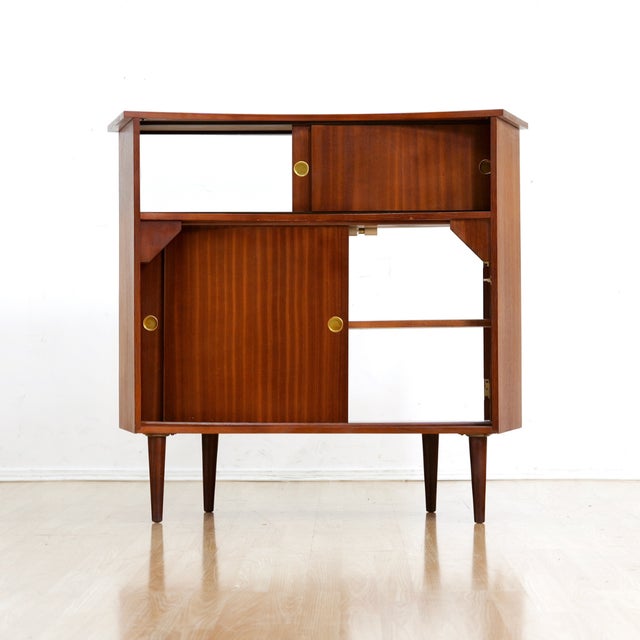 Mid Century Danish Teak Curved Corner Bar Drinks Cabinet For Sale - Image 11 of 12