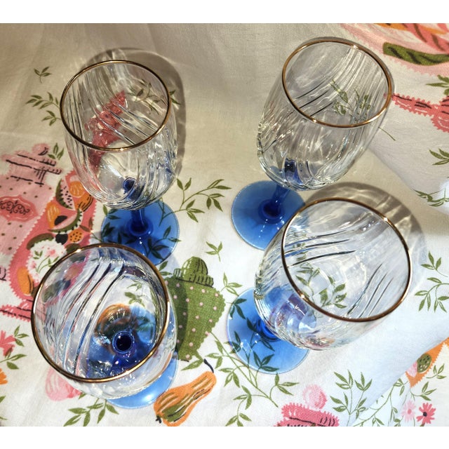 Vintage Lennox wine glasses, cobalt blue stem with a 22k gold rim, no damage or signs of wear. Beautiful for weddings and...