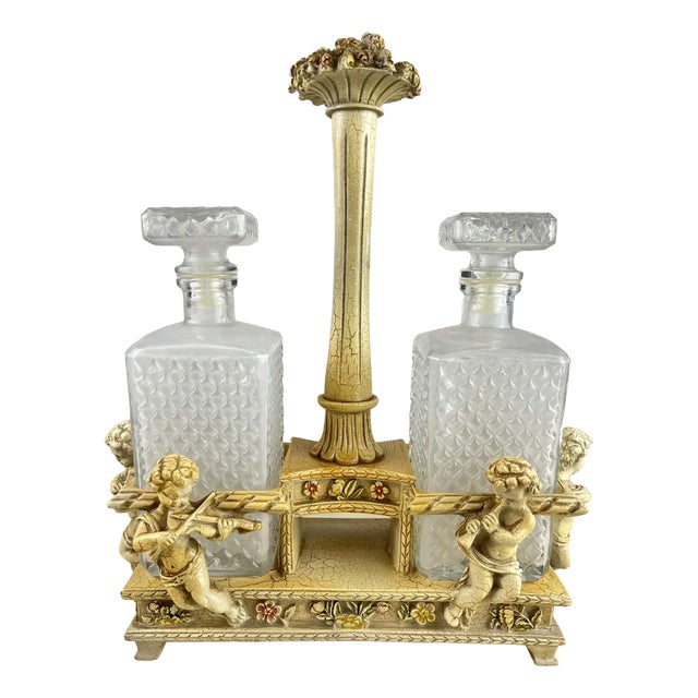 Oil/Vinegar Bottles with Holder, Italy, 1960s, Set of 3 For Sale