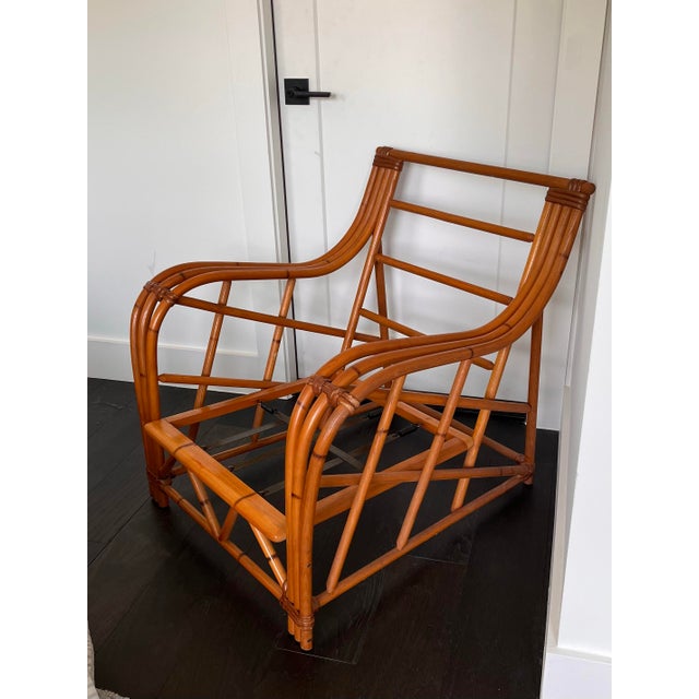 Mid-Century Modern Mid-Century Vintage Bent Bamboo & Rattan Lounge Chair For Sale - Image 3 of 7