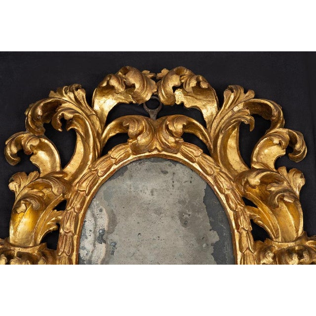 Baroque Late 17th Century Baroque Roman Mirrors in Gilded and Carved Wood, Set of 2 For Sale - Image 3 of 5