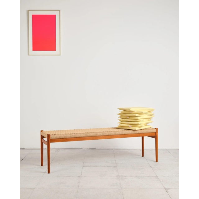 Long Teak Bench with Paper Cord Weaving by Niels O. Møller for j.l. Møllers, Denmark, 1960s For Sale - Image 12 of 18
