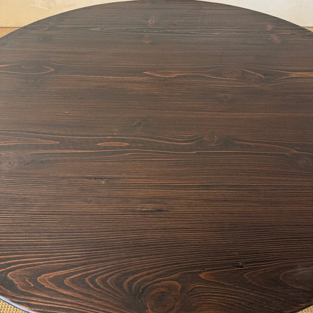 Wine Lyon Reclaimed European Pine Oval Dining Table or Center Table in Walnut Finish For Sale - Image 8 of 10