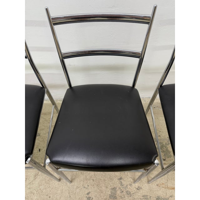 Otto Gerdau Chrome and Black Naugahyde Dining Chairs Circa 1960s - Set of Four For Sale - Image 16 of 18