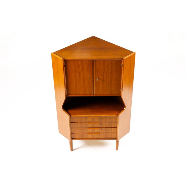 Danish Modern Mid Century Teak Corner Bar Cabinet — Johannes Sorth — Nexø Mobelfabrik, Attributed For Sale - Image 12 of 12