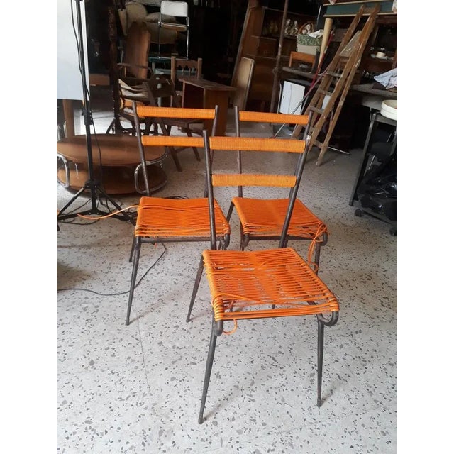 Metal Chair with Woven Plastic Seat, 1960s For Sale - Image 3 of 17