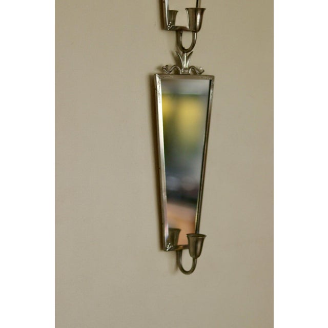 Mid-Century Swedish Pewter Sconces with Mirrors, Set of 2 For Sale - Image 4 of 18