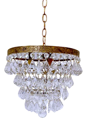 Vintage 1950s Italian Brass Upside Down Layered Cake Chandelier