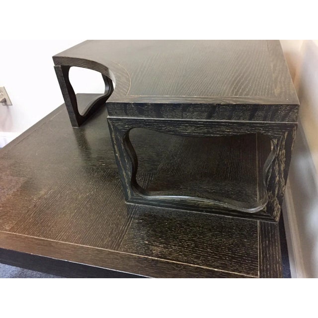 Vintage Mid Century Fumed Oak Two-Tier Corner Coffee Table For Sale In West Palm - Image 6 of 9