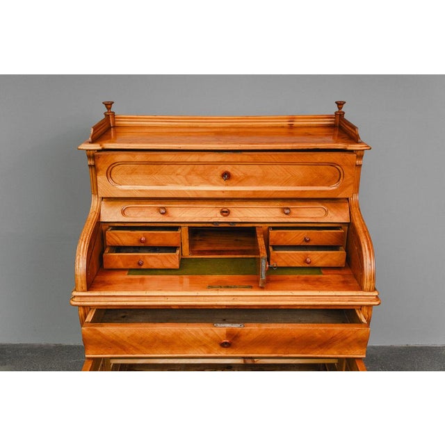 Louis Philippe Cylinder Secretary in Cherrywood, Mid-19th Century For Sale - Image 17 of 18