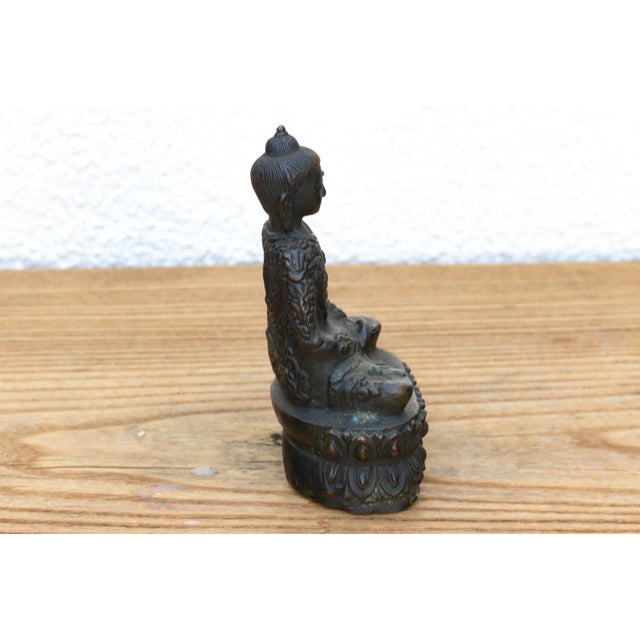 19th Century Antique East Asian Patinated Miniature Buddha For Sale - Image 5 of 9