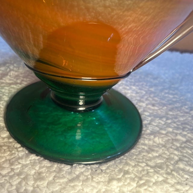 This spectacular vintage mid-century modern art glass centerpiece bowl makes a commanding, sculptural statement. Hand-...