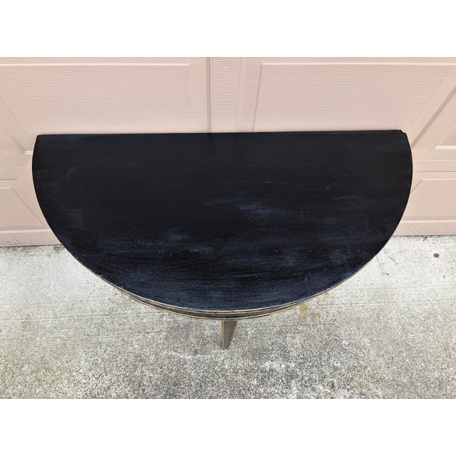 Wood Regency Black and Gold Demilune Console Table For Sale - Image 7 of 10
