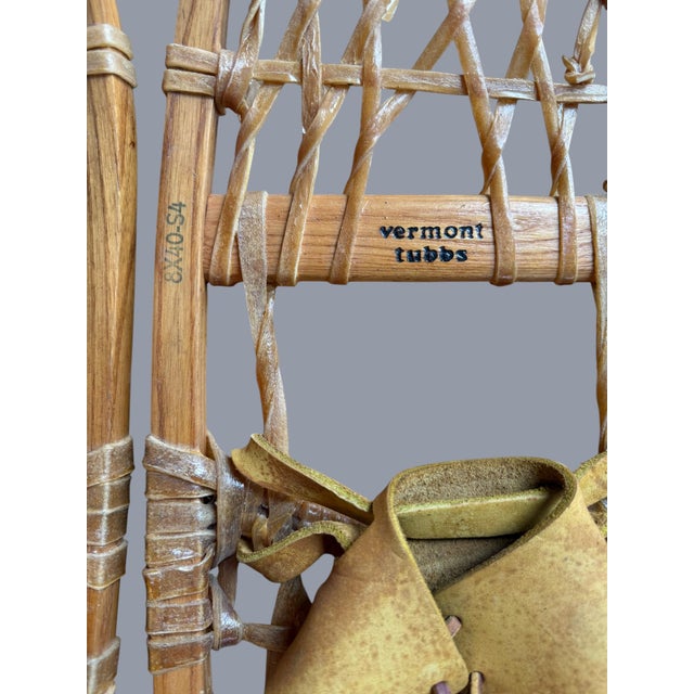 Mid 20th Century Vermont Tubbs Rawhide Leather Snowshoes Wall Decor For Sale - Image 4 of 10