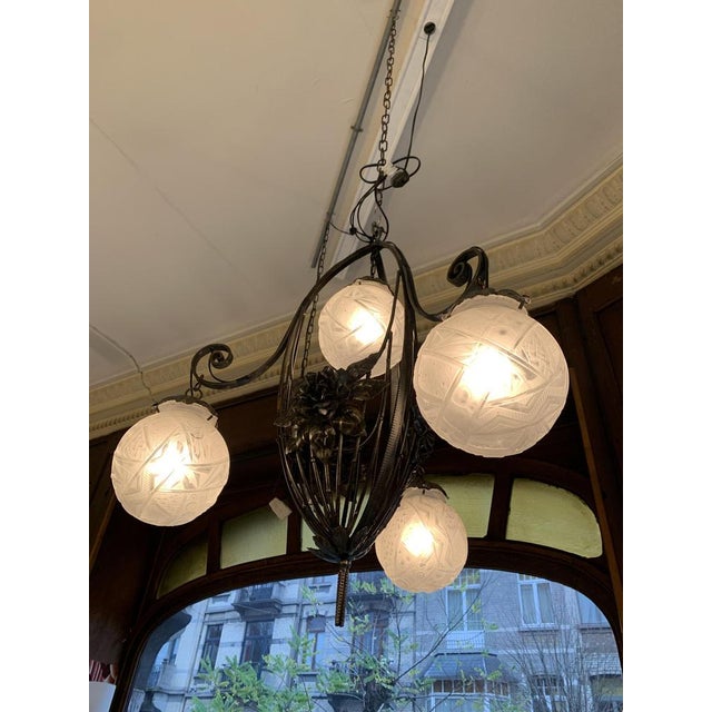 Art Deco Geometric Balls Chandelier by Muller Frères for Muller Frères, 1930s For Sale - Image 6 of 18