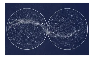 Double Hemisphere Blue Constellation Map Celestial Print