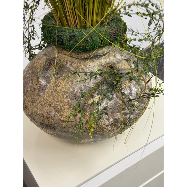 Mid-Century Modern Marmite Faux Grass Arrangement, Vintage For Sale In San Francisco - Image 6 of 12