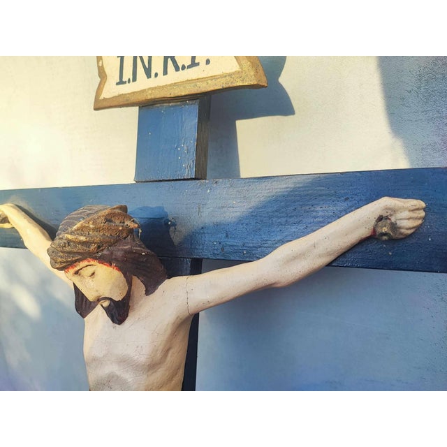 Wooden Cross of Saint Jesus, 1890s For Sale - Image 4 of 12