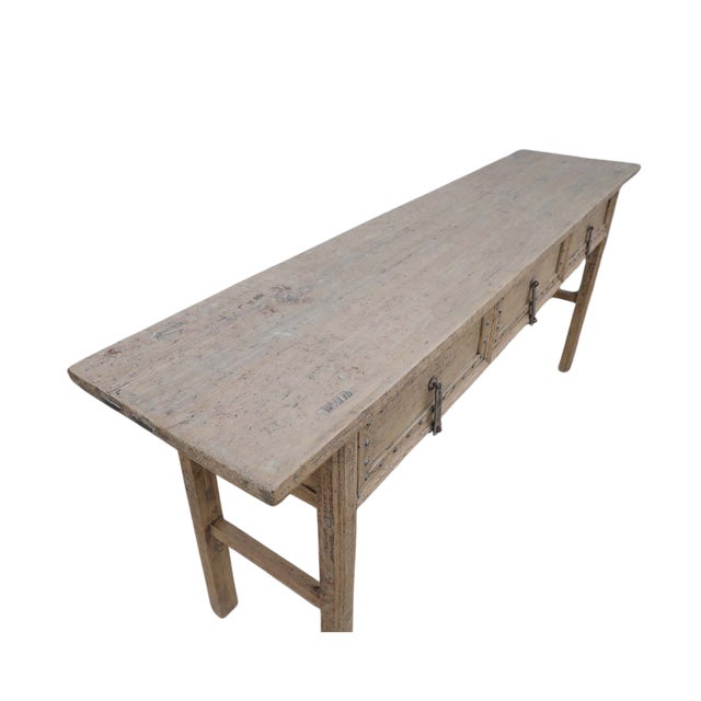 Late 19th Century Antique Chinese Bleached Elm Console Table For Sale - Image 5 of 5