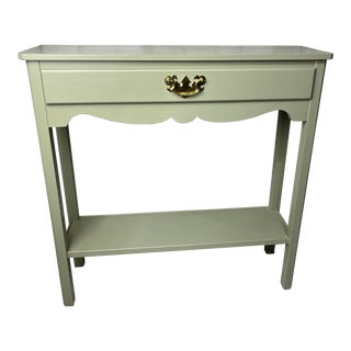 Refinished Vintage Wooden Console Table With Drawer & Shelf For Sale
