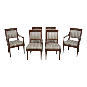 Set of 6 French Empire Cherry Dining Room Chairs