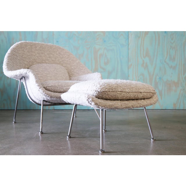 1960s White Attributed Knoll Womb Chair and Ottoman Holly Hunt Eero Saarinen Mid Century Modern For Sale - Image 13 of 13